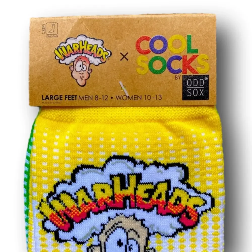 3/$20 Warheads Retro Candy Funny Novelty Crew Socks - Brand New